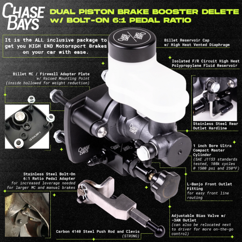 Chase Bays Honda Dual Piston Brake Booster Delete with Bolt-On 6:1 Pedal  Ratio: K Series Parts