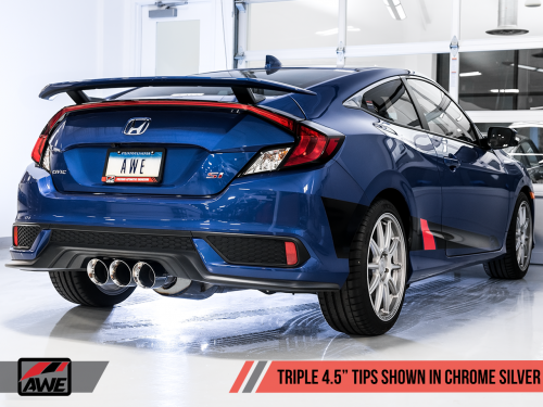 AWE Tuning 17-21 Civic Si Track Edition Black Triple Tip Exhaust