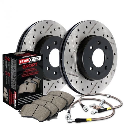 Stoptech 02 03 Civic Si Front Slotted And Drilled Sport Brake Kit K Series Parts